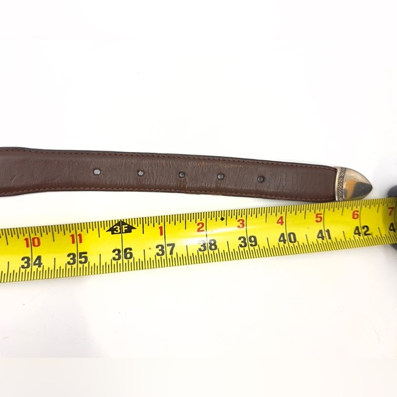 Vintage Western Concho Belt Size 38 Brown Leather Silver Tone Buckle Adjustable - Picture 8 of 12